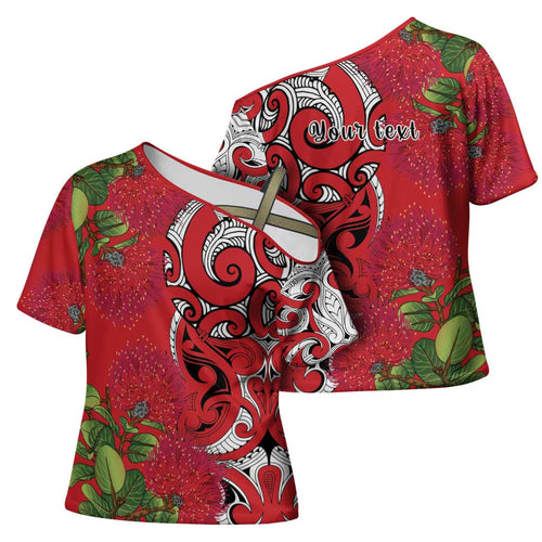 Personalised New Zealand Koru Pohutukawa Cross Shoulder Shirt Meri Kirihimete Aroha for Christmas - Aussie Hoodie
