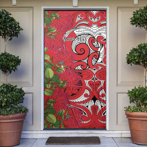 Personalised New Zealand Koru Pohutukawa Door Cover Meri Kirihimete Aroha for Christmas - Aussie Hoodie