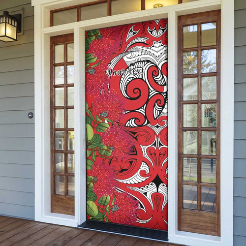 Personalised New Zealand Koru Pohutukawa Door Cover Meri Kirihimete Aroha for Christmas - Aussie Hoodie