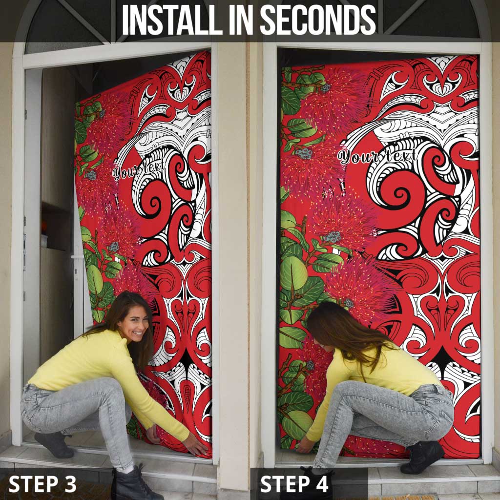 Personalised New Zealand Koru Pohutukawa Door Cover Meri Kirihimete Aroha for Christmas - Aussie Hoodie
