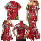 Personalised New Zealand Koru Pohutukawa Family Matching Mermaid Dress and Hawaiian Shirt Meri Kirihimete Aroha for Christmas - Aussie Hoodie