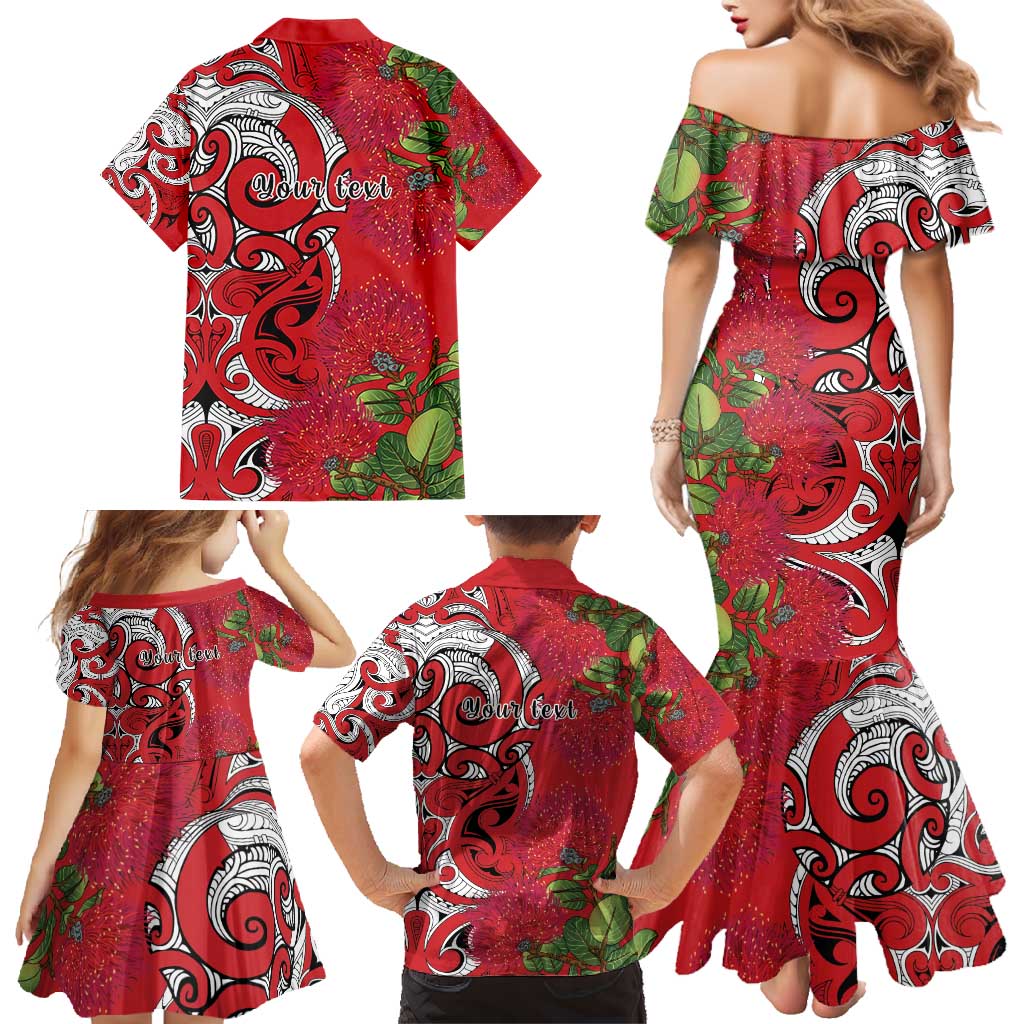 Personalised New Zealand Koru Pohutukawa Family Matching Mermaid Dress and Hawaiian Shirt Meri Kirihimete Aroha for Christmas - Aussie Hoodie