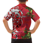 Personalised New Zealand Koru Pohutukawa Family Matching Off The Shoulder Long Sleeve Dress and Hawaiian Shirt Meri Kirihimete Aroha for Christmas - Aussie Hoodie