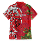 Personalised New Zealand Koru Pohutukawa Family Matching Off The Shoulder Long Sleeve Dress and Hawaiian Shirt Meri Kirihimete Aroha for Christmas - Aussie Hoodie