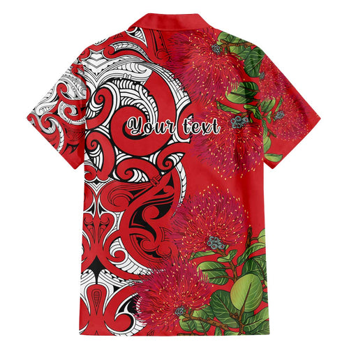 Personalised New Zealand Koru Pohutukawa Family Matching Off The Shoulder Long Sleeve Dress and Hawaiian Shirt Meri Kirihimete Aroha for Christmas - Aussie Hoodie