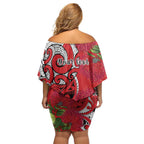 Personalised New Zealand Koru Pohutukawa Family Matching Off Shoulder Short Dress and Hawaiian Shirt Meri Kirihimete Aroha for Christmas - Aussie Hoodie