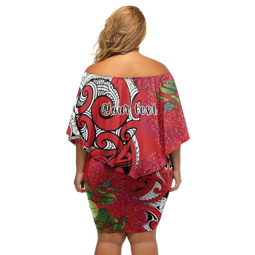Personalised New Zealand Koru Pohutukawa Family Matching Off Shoulder Short Dress and Hawaiian Shirt Meri Kirihimete Aroha for Christmas - Aussie Hoodie