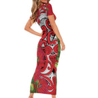 Personalised New Zealand Koru Pohutukawa Family Matching Short Sleeve Bodycon Dress and Hawaiian Shirt Meri Kirihimete Aroha for Christmas - Aussie Hoodie
