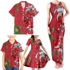 Personalised New Zealand Koru Pohutukawa Family Matching Tank Maxi Dress and Hawaiian Shirt Meri Kirihimete Aroha for Christmas - Aussie Hoodie