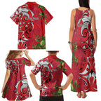 Personalised New Zealand Koru Pohutukawa Family Matching Tank Maxi Dress and Hawaiian Shirt Meri Kirihimete Aroha for Christmas - Aussie Hoodie