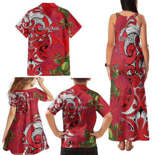 Personalised New Zealand Koru Pohutukawa Family Matching Tank Maxi Dress and Hawaiian Shirt Meri Kirihimete Aroha for Christmas - Aussie Hoodie