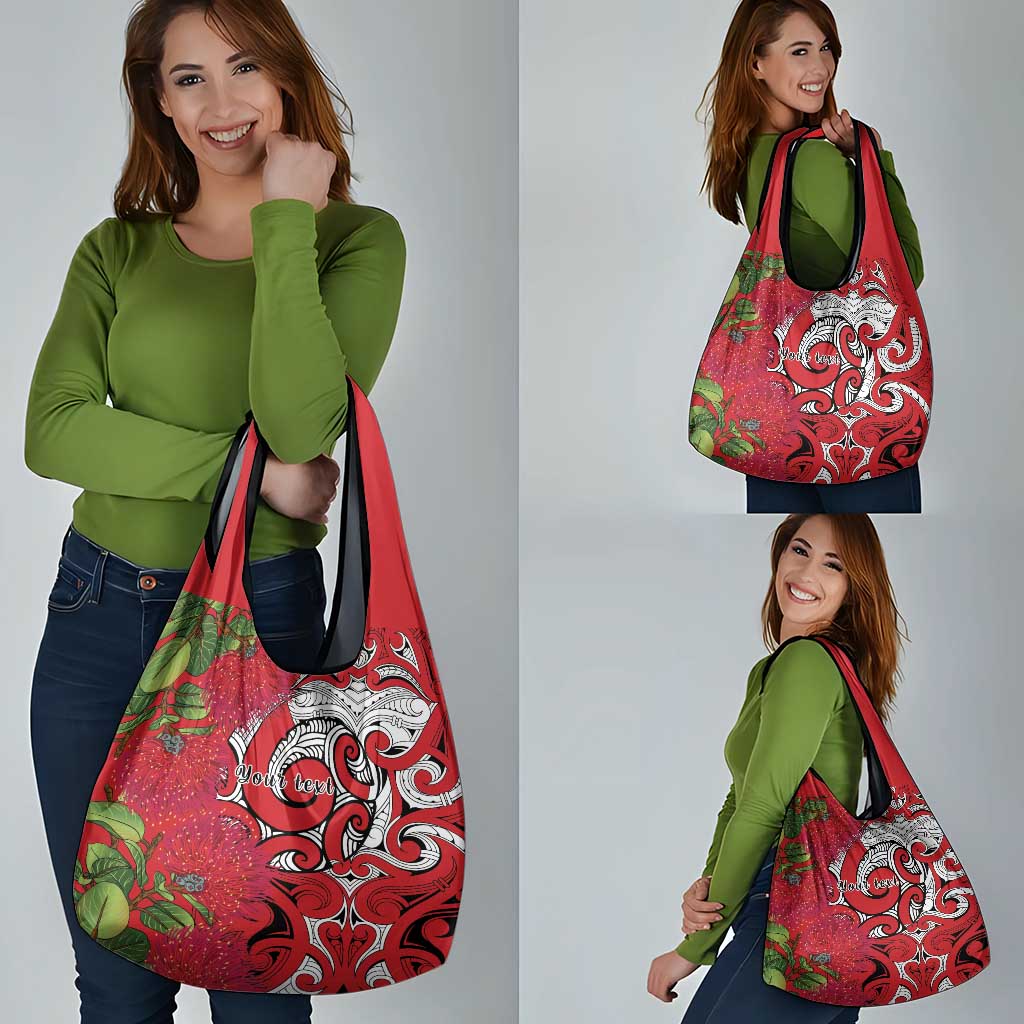 Personalised New Zealand Koru Pohutukawa Grocery Bag Meri Kirihimete Aroha for Christmas - Aussie Hoodie