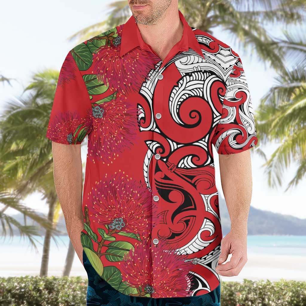 Personalised New Zealand Koru Pohutukawa Hawaiian Shirt Meri Kirihimete Aroha for Christmas - Aussie Hoodie