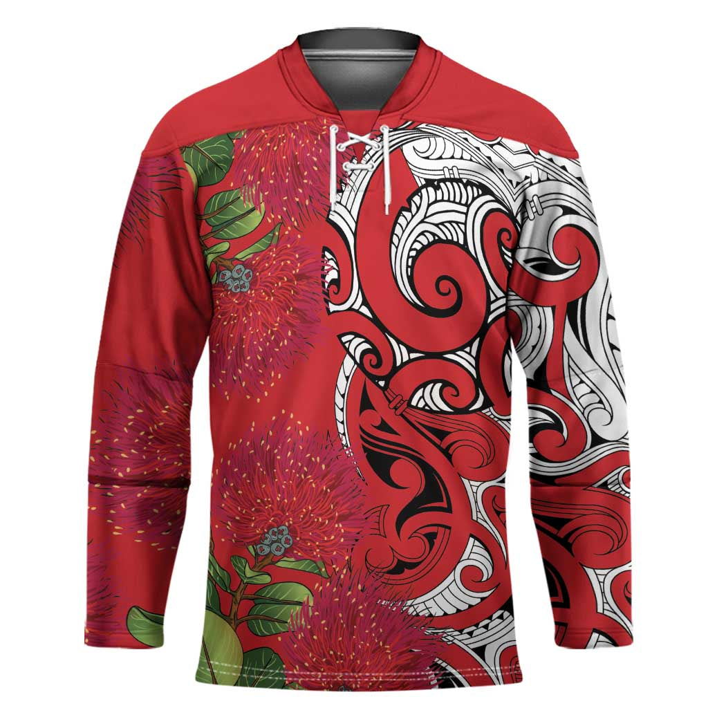 Personalised New Zealand Koru Pohutukawa Hockey Jersey Meri Kirihimete Aroha for Christmas - Aussie Hoodie