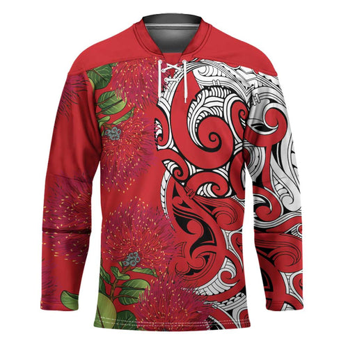 Personalised New Zealand Koru Pohutukawa Hockey Jersey Meri Kirihimete Aroha for Christmas - Aussie Hoodie