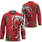 Personalised New Zealand Koru Pohutukawa Hockey Jersey Meri Kirihimete Aroha for Christmas - Aussie Hoodie