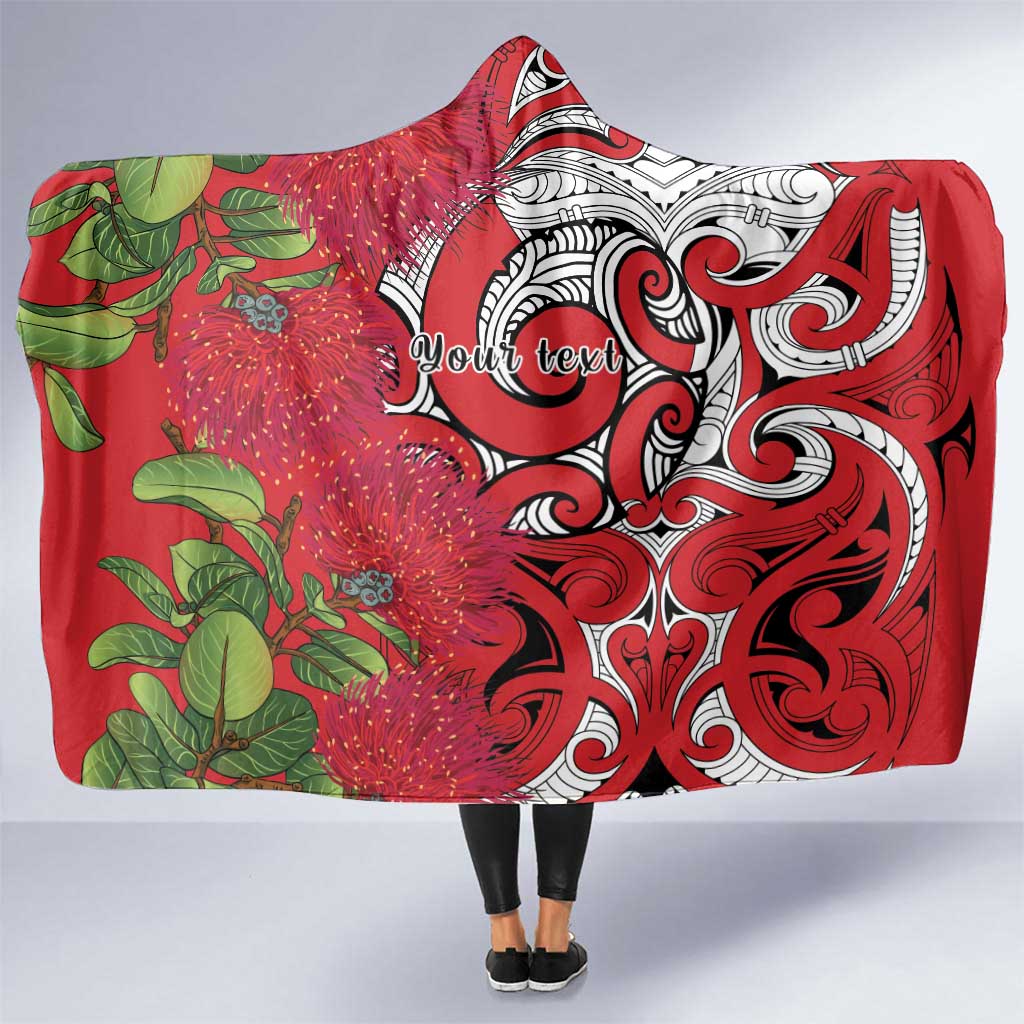Personalised New Zealand Koru Pohutukawa Hooded Blanket Meri Kirihimete Aroha for Christmas - Aussie Hoodie