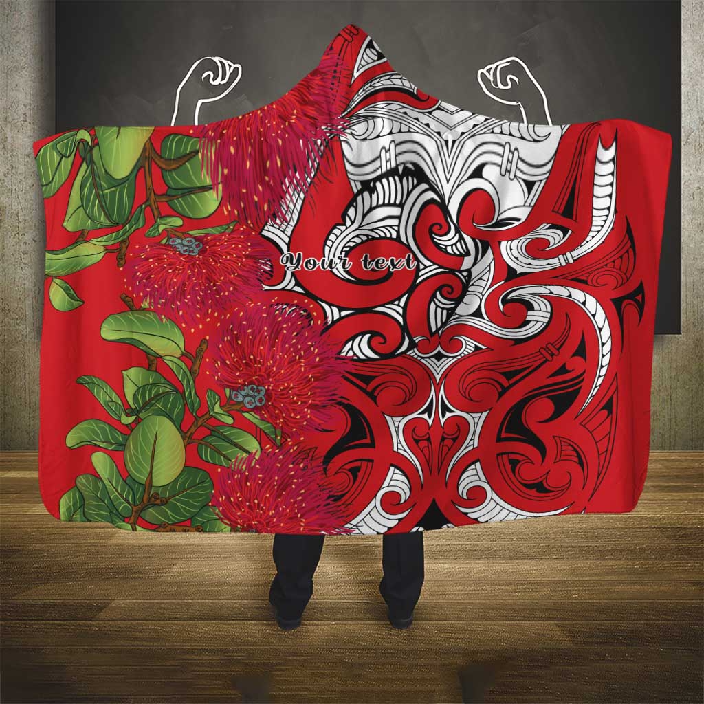 Personalised New Zealand Koru Pohutukawa Hooded Blanket Meri Kirihimete Aroha for Christmas - Aussie Hoodie