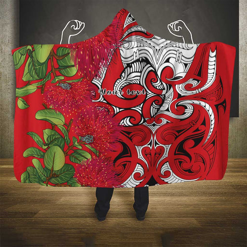 Personalised New Zealand Koru Pohutukawa Hooded Blanket Meri Kirihimete Aroha for Christmas - Aussie Hoodie
