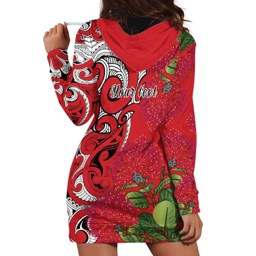 Personalised New Zealand Koru Pohutukawa Hoodie Dress Meri Kirihimete Aroha for Christmas - Aussie Hoodie