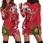 Personalised New Zealand Koru Pohutukawa Hoodie Dress Meri Kirihimete Aroha for Christmas - Aussie Hoodie