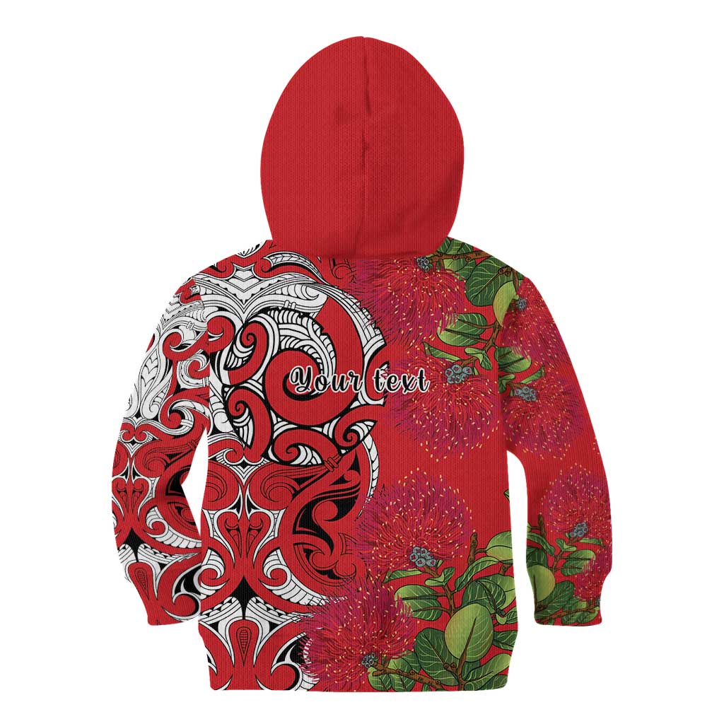 Personalised New Zealand Koru Pohutukawa Kid Hoodie Meri Kirihimete Aroha for Christmas - Aussie Hoodie