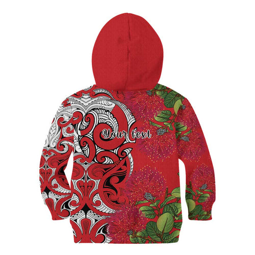 Personalised New Zealand Koru Pohutukawa Kid Hoodie Meri Kirihimete Aroha for Christmas - Aussie Hoodie