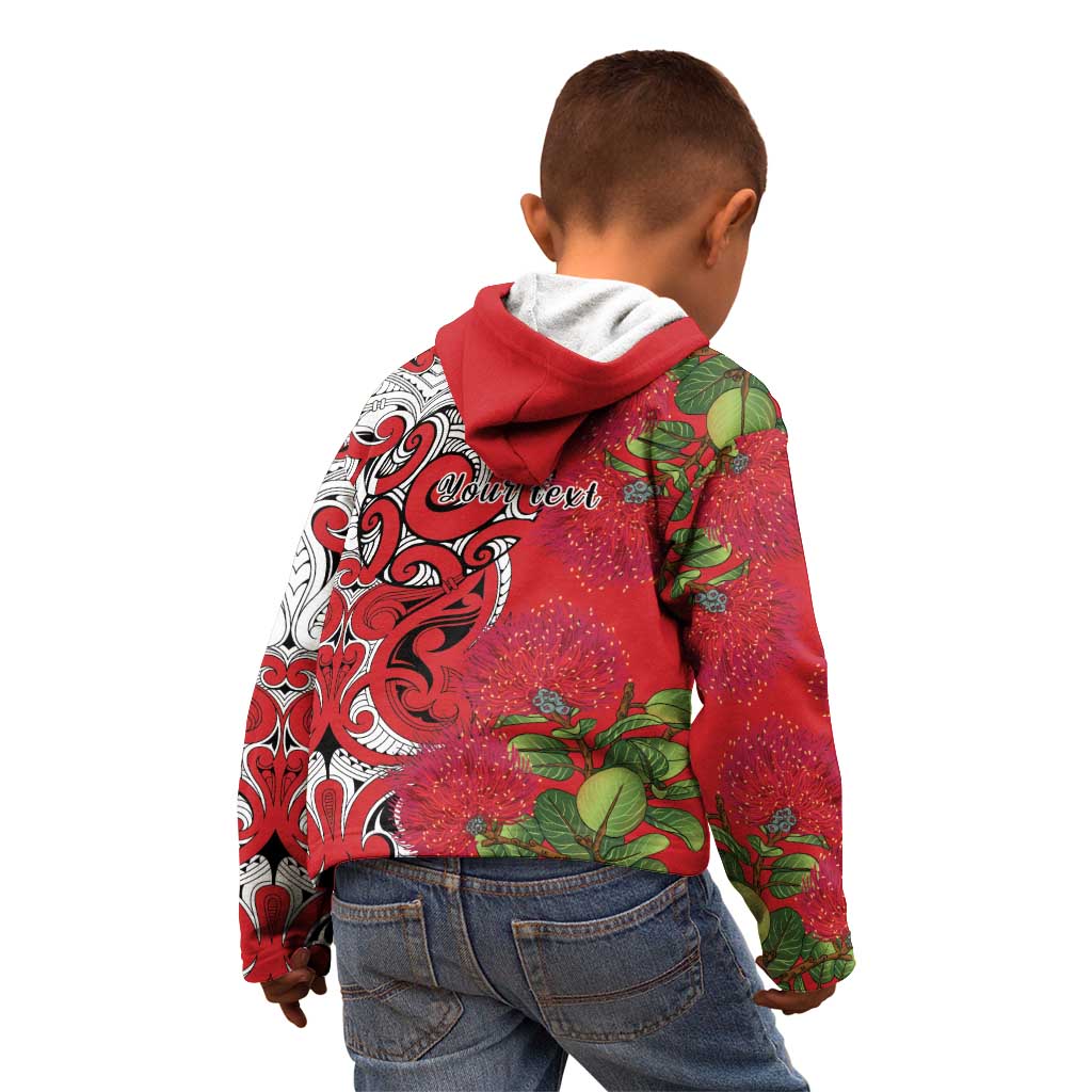 Personalised New Zealand Koru Pohutukawa Kid Hoodie Meri Kirihimete Aroha for Christmas - Aussie Hoodie