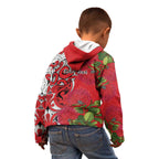 Personalised New Zealand Koru Pohutukawa Kid Hoodie Meri Kirihimete Aroha for Christmas - Aussie Hoodie