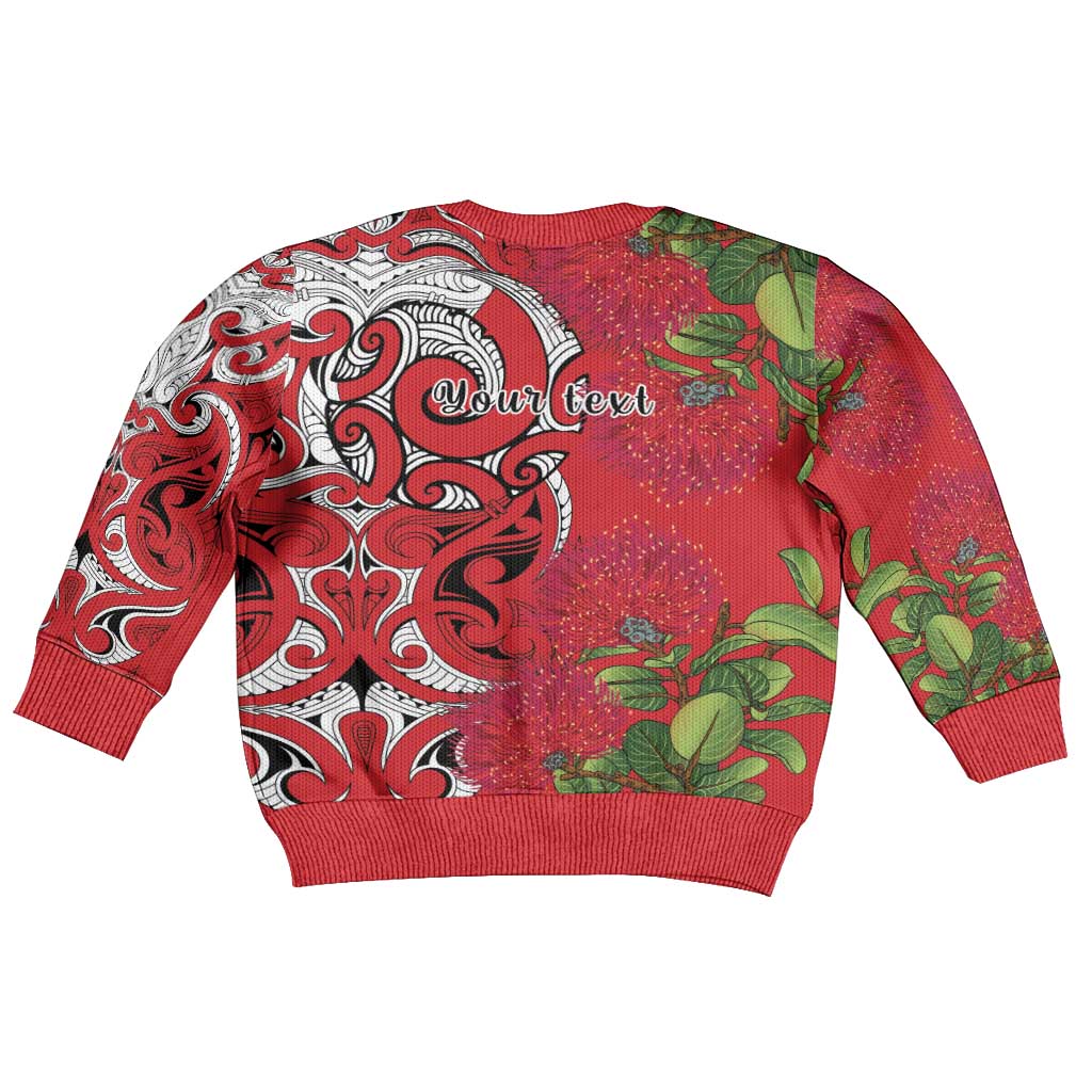 Personalised New Zealand Koru Pohutukawa Kid Ugly Christmas Sweater Meri Kirihimete Aroha for Christmas - Aussie Hoodie