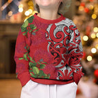 Personalised New Zealand Koru Pohutukawa Kid Ugly Christmas Sweater Meri Kirihimete Aroha for Christmas - Aussie Hoodie