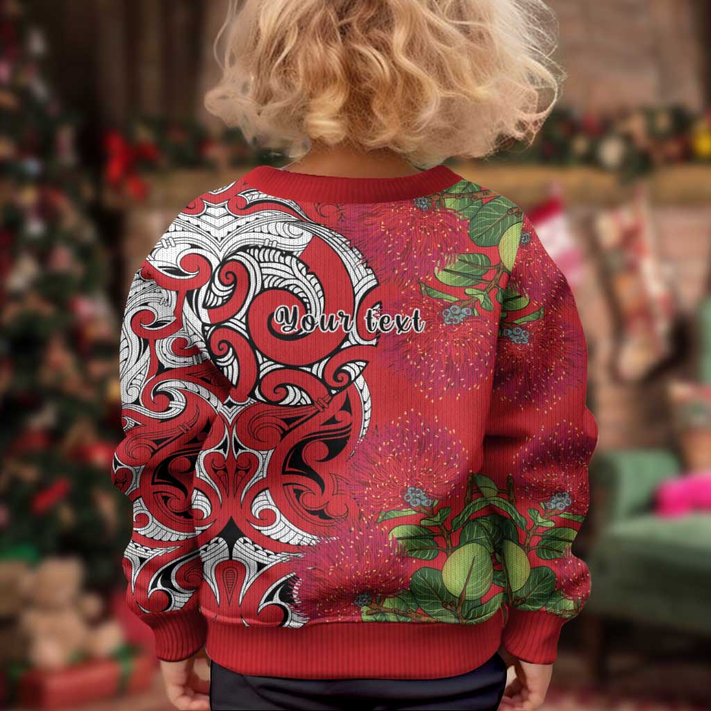 Personalised New Zealand Koru Pohutukawa Kid Ugly Christmas Sweater Meri Kirihimete Aroha for Christmas - Aussie Hoodie