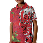 Personalised New Zealand Koru Pohutukawa Kid Polo Shirt Meri Kirihimete Aroha for Christmas - Aussie Hoodie