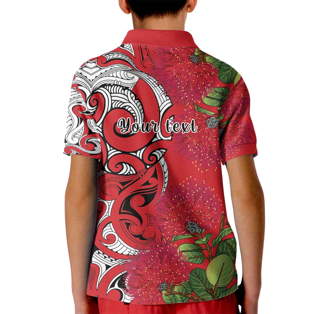 Personalised New Zealand Koru Pohutukawa Kid Polo Shirt Meri Kirihimete Aroha for Christmas - Aussie Hoodie