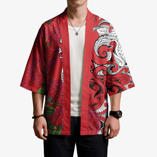Personalised New Zealand Koru Pohutukawa Kimono Meri Kirihimete Aroha for Christmas - Aussie Hoodie