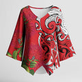 Personalised New Zealand Koru Pohutukawa Kimono Sleeve Blouse Meri Kirihimete Aroha for Christmas - Aussie Hoodie