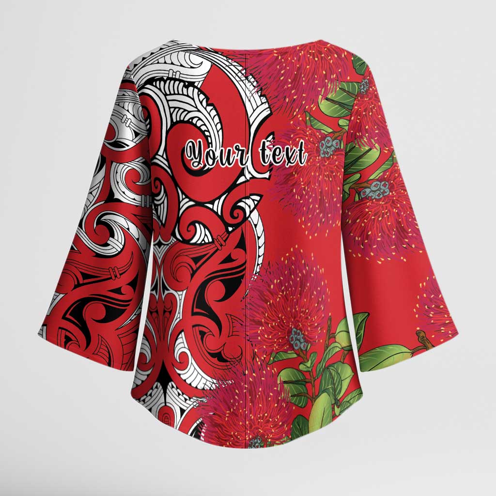 Personalised New Zealand Koru Pohutukawa Kimono Sleeve Blouse Meri Kirihimete Aroha for Christmas - Aussie Hoodie