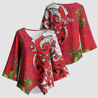 Personalised New Zealand Koru Pohutukawa Kimono Sleeve Blouse Meri Kirihimete Aroha for Christmas - Aussie Hoodie