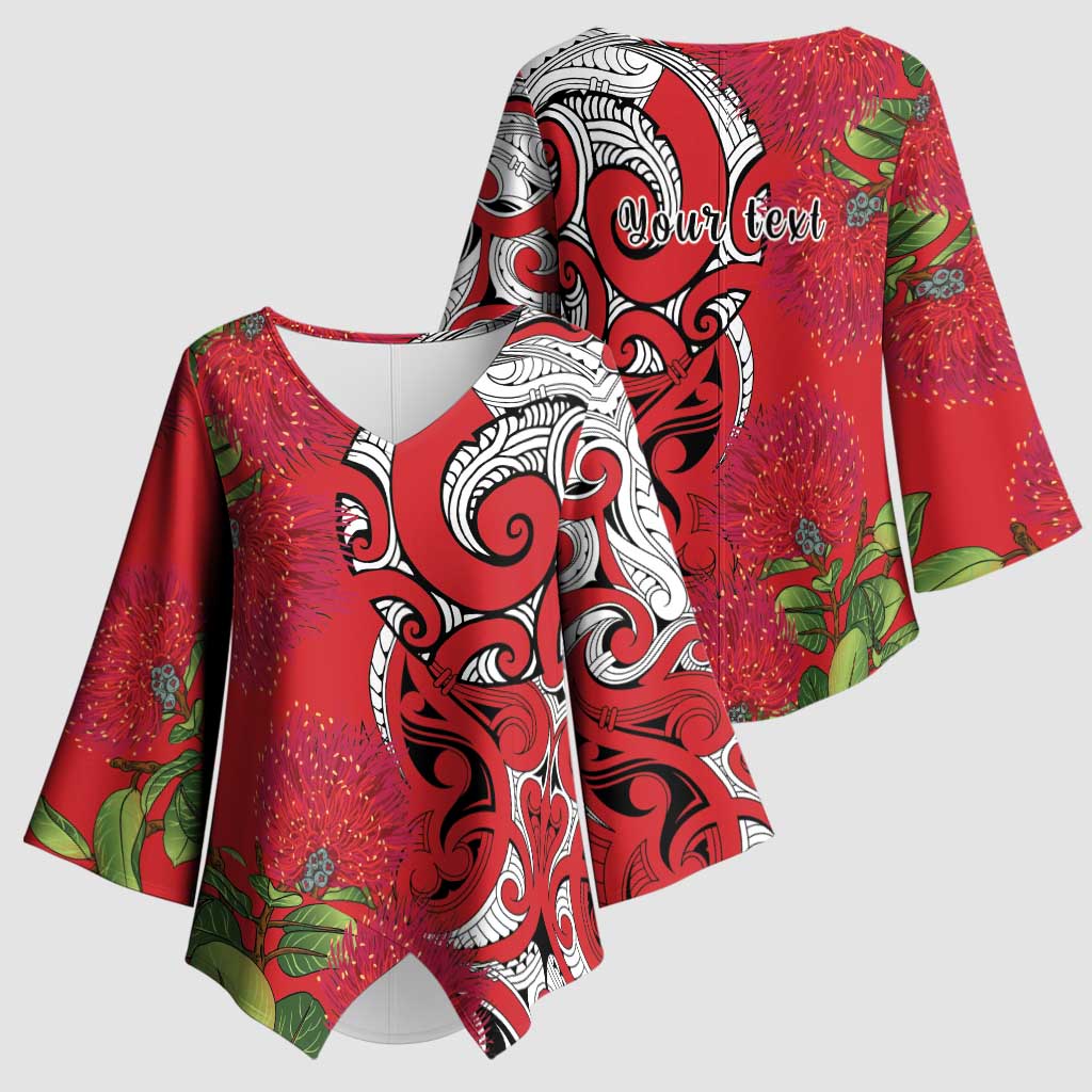 Personalised New Zealand Koru Pohutukawa Kimono Sleeve Blouse Meri Kirihimete Aroha for Christmas - Aussie Hoodie