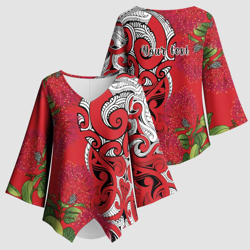 Personalised New Zealand Koru Pohutukawa Kimono Sleeve Blouse Meri Kirihimete Aroha for Christmas - Aussie Hoodie