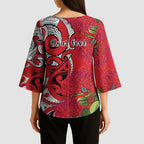 Personalised New Zealand Koru Pohutukawa Kimono Sleeve Blouse Meri Kirihimete Aroha for Christmas - Aussie Hoodie