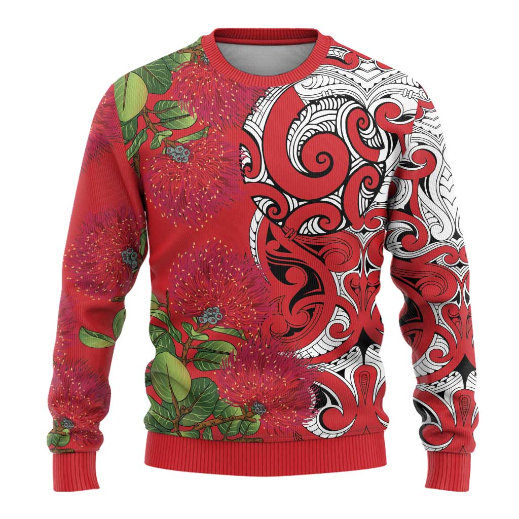 Personalised New Zealand Koru Pohutukawa Ugly Christmas Sweater Meri Kirihimete Aroha for Christmas - Aussie Hoodie