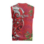 Personalised New Zealand Koru Pohutukawa Christmas Knitted V-Neck Vest Meri Kirihimete Aroha for Christmas - Aussie Hoodie