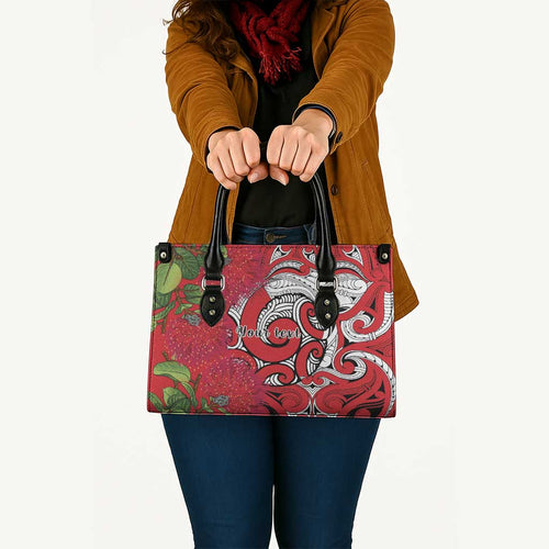 Personalised New Zealand Koru Pohutukawa Leather Bag Meri Kirihimete Aroha for Christmas - Aussie Hoodie