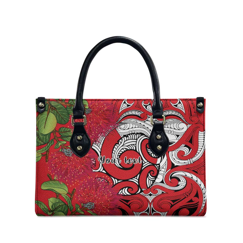 Personalised New Zealand Koru Pohutukawa Leather Bag Meri Kirihimete Aroha for Christmas - Aussie Hoodie