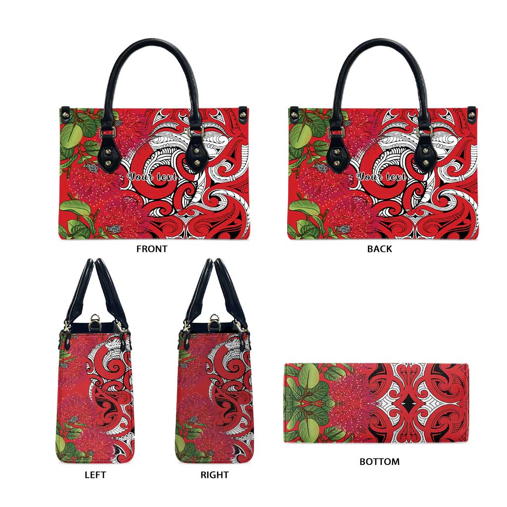 Personalised New Zealand Koru Pohutukawa Leather Bag Meri Kirihimete Aroha for Christmas - Aussie Hoodie