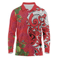 Personalised New Zealand Koru Pohutukawa Long Sleeve Polo Shirt Meri Kirihimete Aroha for Christmas - Aussie Hoodie