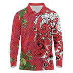 Personalised New Zealand Koru Pohutukawa Long Sleeve Polo Shirt Meri Kirihimete Aroha for Christmas - Aussie Hoodie