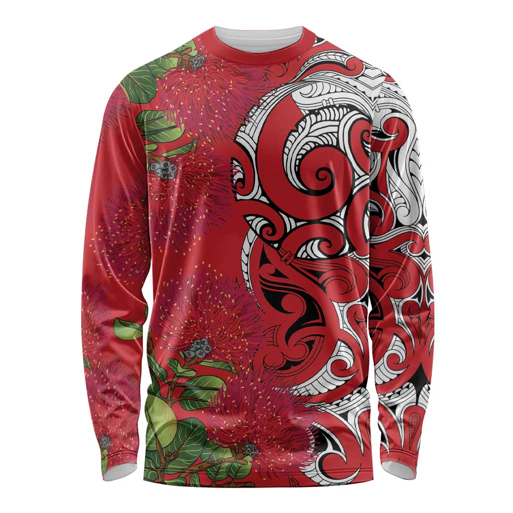 Personalised New Zealand Koru Pohutukawa Long Sleeve Shirt Meri Kirihimete Aroha for Christmas - Aussie Hoodie