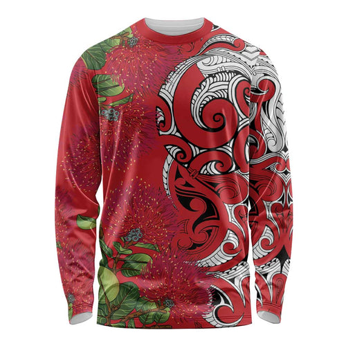 Personalised New Zealand Koru Pohutukawa Long Sleeve Shirt Meri Kirihimete Aroha for Christmas - Aussie Hoodie